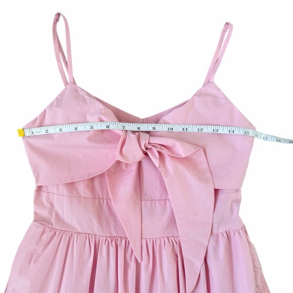 Deluc Padua Pink Poplin Maxi Dress | NWT | Bow Tie V-Neck | Size M - Picture 10 of 16